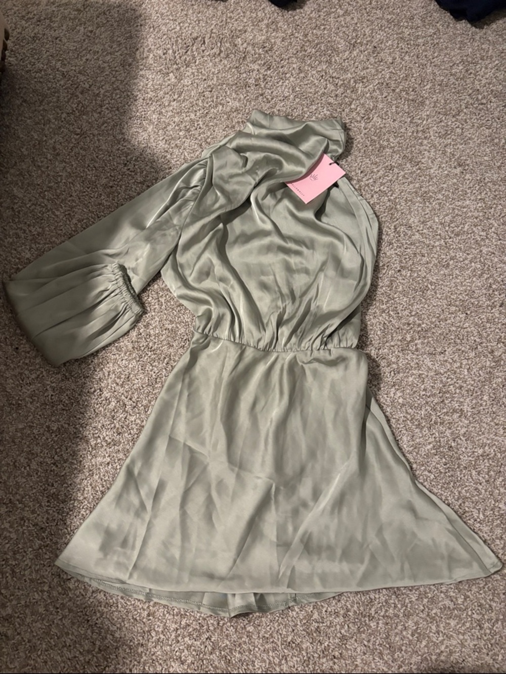 NWT Hello Molly One-Shoulder Sage Green Dress
